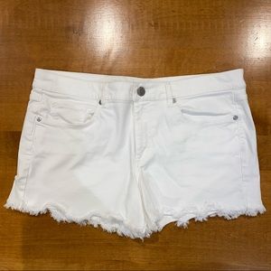 scalloped hem denim shorts > loft